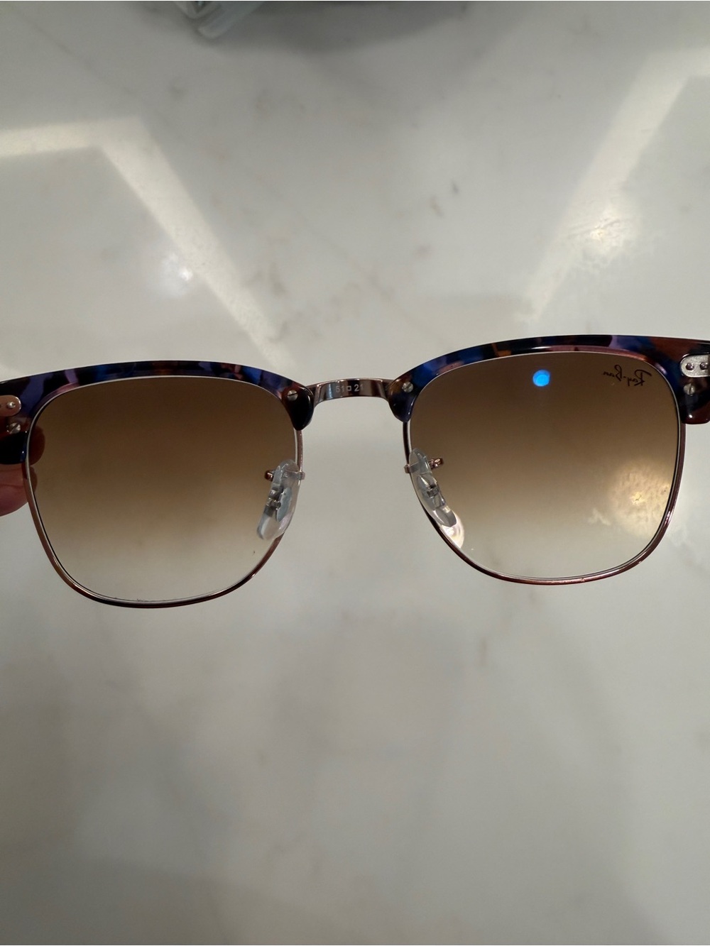 Ray-Ban RB3016 Clubmaster Sunglasses in Tortoise Shell Blue and Brown - Picture 7 of 12